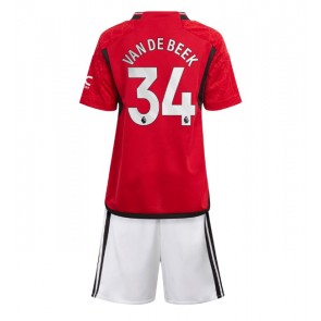 Manchester United Donny van de Beek #34 Dětské Domácí dres komplet 2023-24 Krátký Rukáv (+ trenýrky)